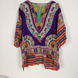 Hippie Shop XXL Cotton Colorful Tunic Boho Indie Flowy front pockets